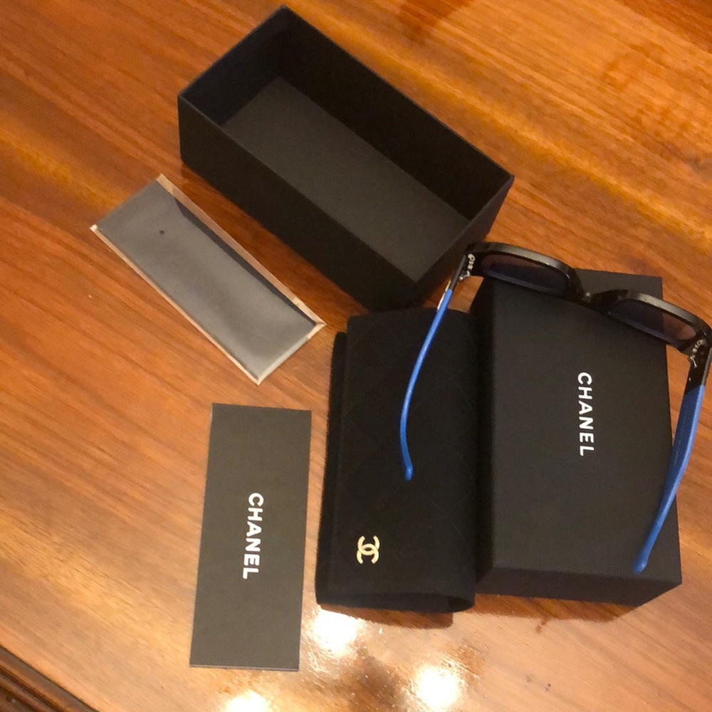 Chanel Black and Blue Sunglasses - Picture 3 of 7